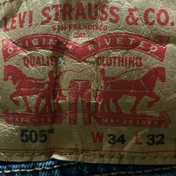 Levi's 505 1649 Regular Fit Straight Leg 100% Cotton Blue Denim Jeans 34 x 32 - Picture 10 of 10